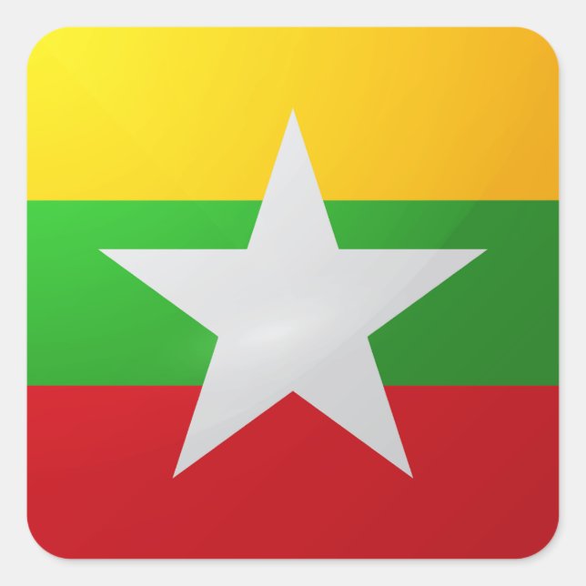 Sticker Carré Drapeau carré du Myanmar (Devant)