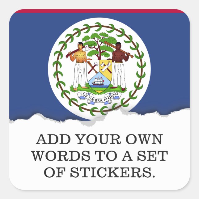 Sticker Carré Drapeau classique de Belize (Devant)