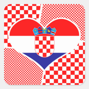 Sticker Carré Drapeau croate dans le cœur