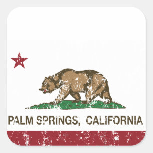 Sticker Carré Drapeau de Californie Palm Springs