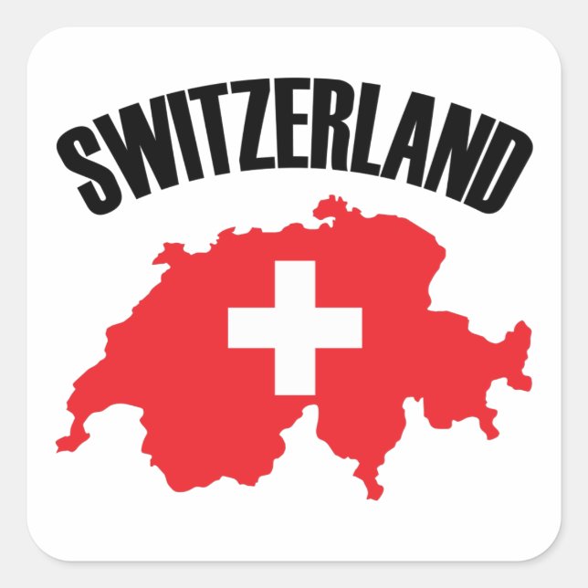 Sticker Carré Drapeau de carte Suisse (Devant)
