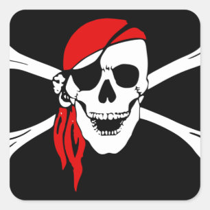 Sticker Carré Drapeau de crâne de pirate