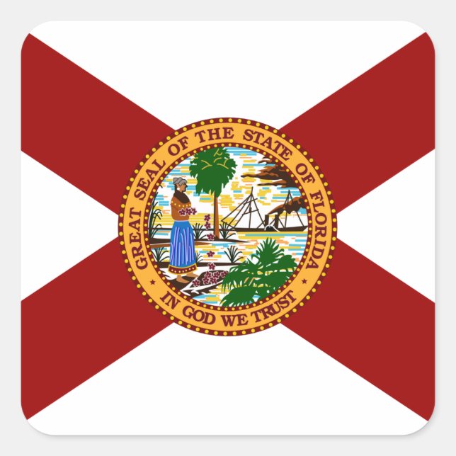 Sticker Carré Drapeau de Floride (Devant)