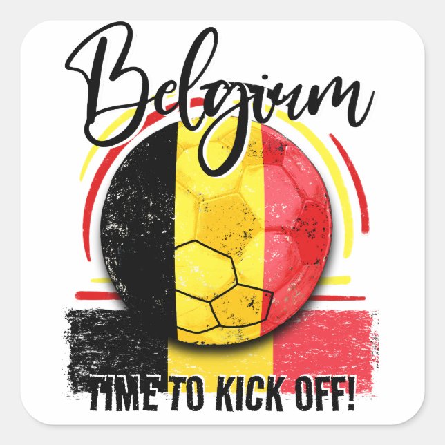 Sticker Carré Drapeau de football Belgique, Belgique (Devant)