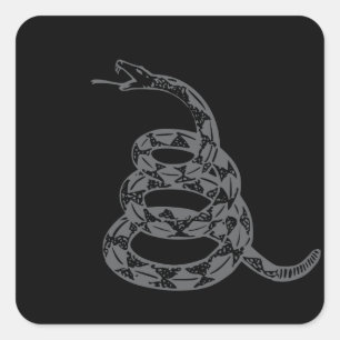 Sticker Carré Drapeau de Gadsden Ne Marchez pas sur Moi Gris