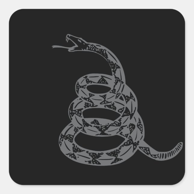 Sticker Carré Drapeau de Gadsden Ne Marchez pas sur Moi Gris (Devant)