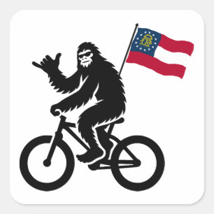 Sticker Carré Drapeau de Géorgie à vélo Bigfoot