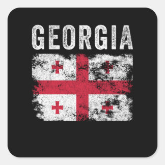 Sticker Carré Drapeau de Géorgie en détresse - Drapeau de Géorgi