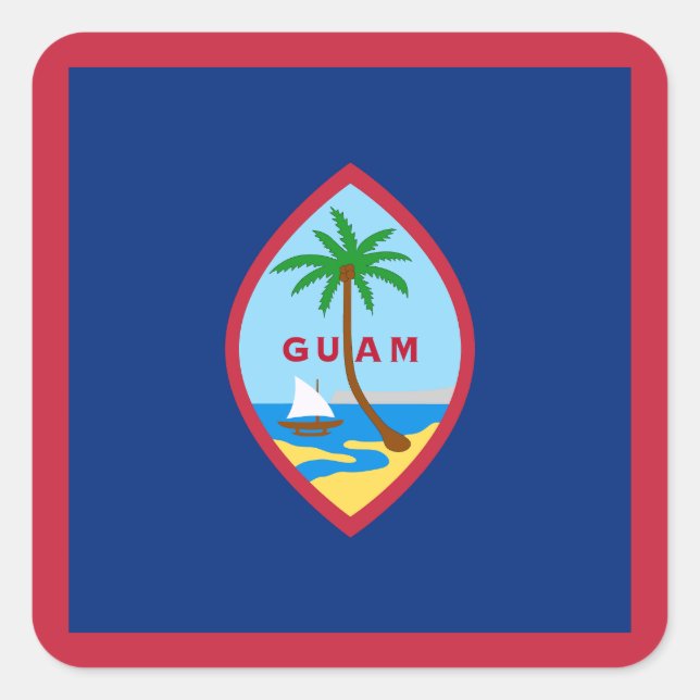 Sticker Carré Drapeau de Guam (Devant)