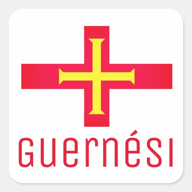 Sticker Carré Drapeau de Guernési (Devant)