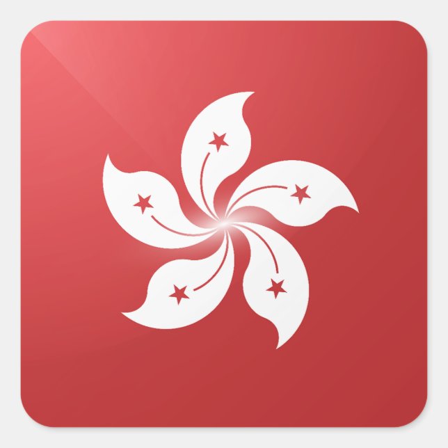 Sticker Carré Drapeau de Hongkong carré brillant (Devant)