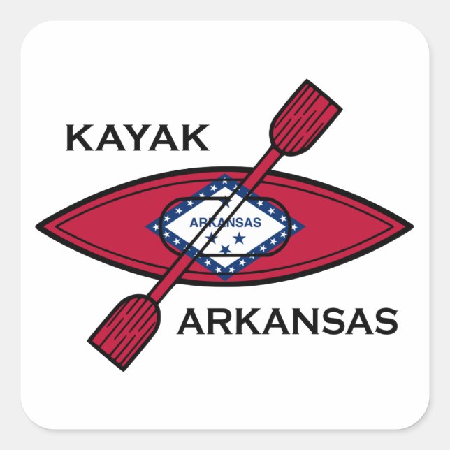 Sticker Carré Drapeau de Kayak Arkansas (Devant)