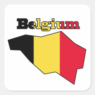 Sticker Carré Drapeau de la Belgique dans la carte