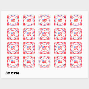 Sticker Carré Drapeau de la fête du 4 juillet USA 1776 bleu roug