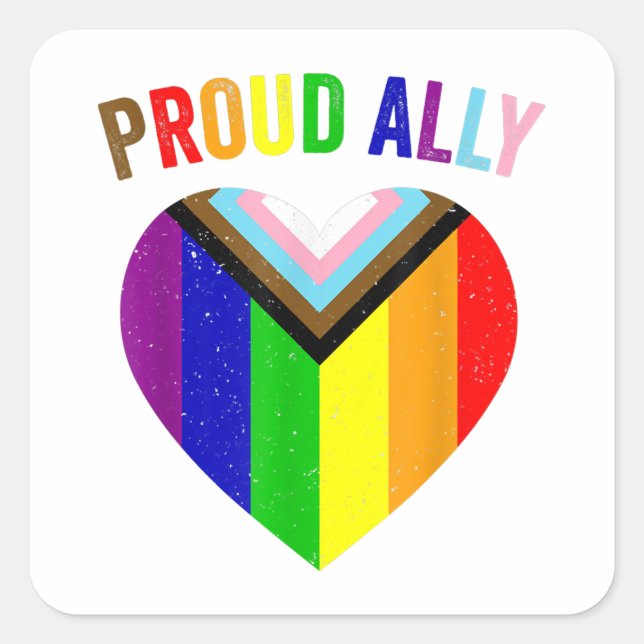 Sticker Carré Drapeau de la Fière Ally LGBTQAI Gay POC Transgenr (Devant)