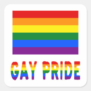 Sticker Carré Drapeau de la fierté gay & mots