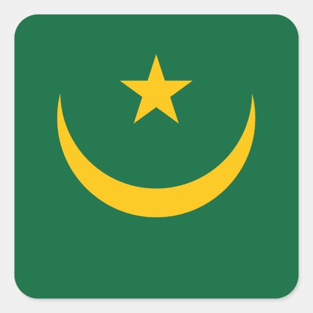 Sticker Carré Drapeau de la Mauritanie (Devant)
