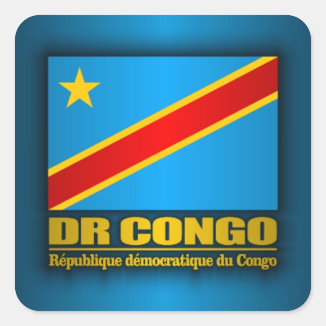 Sticker Carré Drapeau de la République démocratique du Congo (Devant)