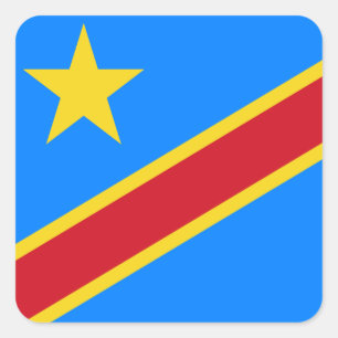 Sticker Carré Drapeau de la République démocratique du Congo