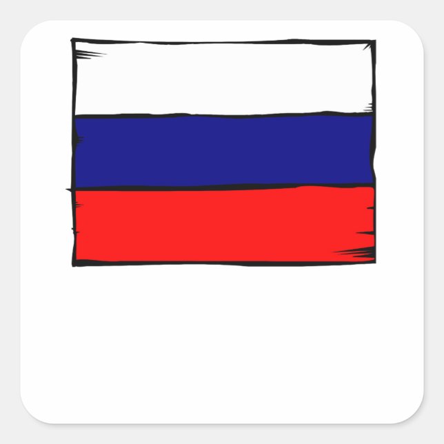 Sticker Carré Drapeau de la Russie (Devant)