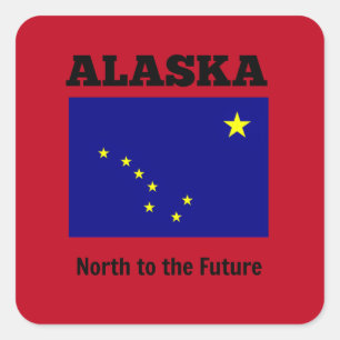 Sticker Carré Drapeau de l'Alaska avec devise