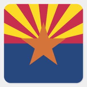 Sticker Carré Drapeau de l'Arizona : Soleil couchant, l'État de