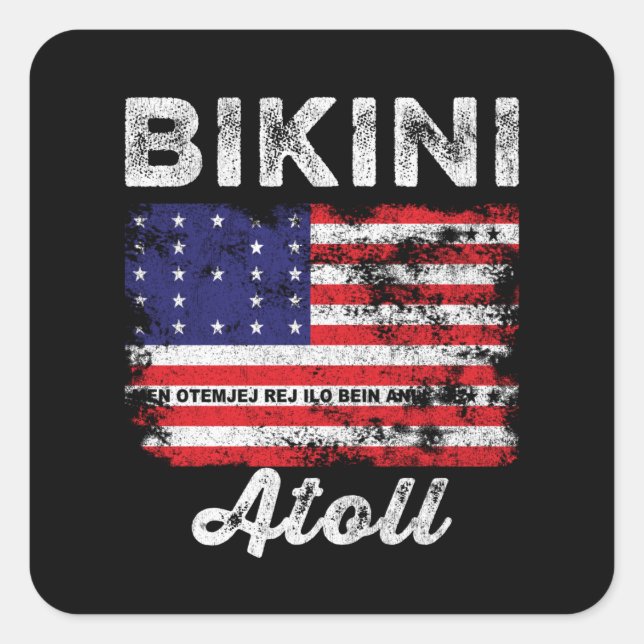 Sticker Carré Drapeau de l'atoll de Bikini en état de détresse (Devant)