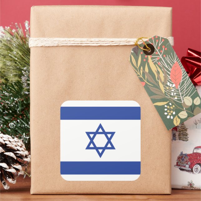 Sticker Carré Drapeau de l'État d'Israël Étoile de David Judaïsm (vacances)