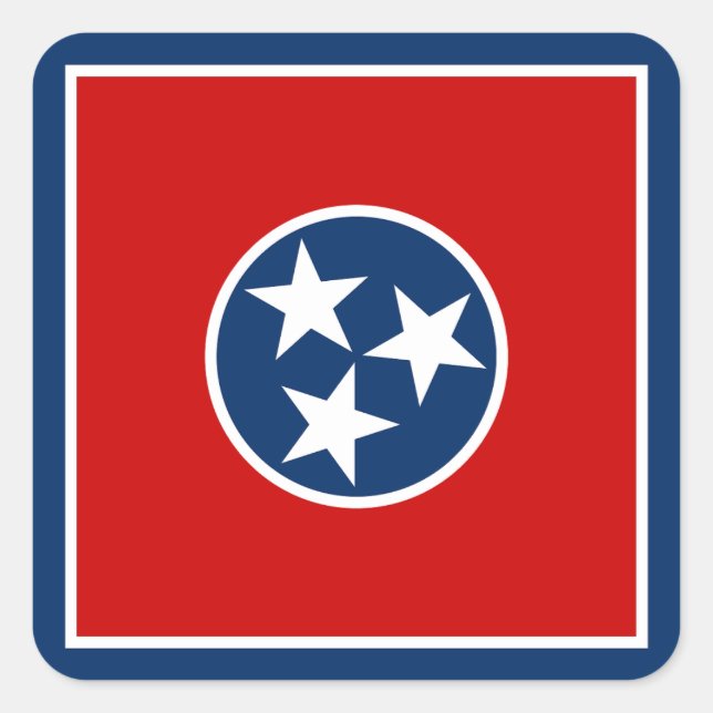Sticker Carré Drapeau de l'État du Tennessee (Devant)