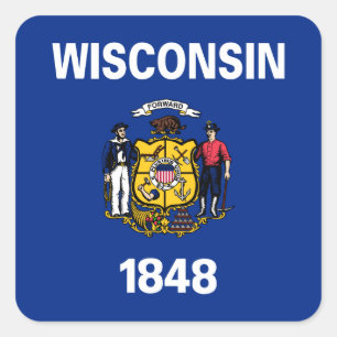 Sticker Carré Drapeau de l'État du Wisconsin