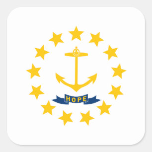 Sticker Carré Drapeau de l'île Rhode, drapeau de l'île Rhode
