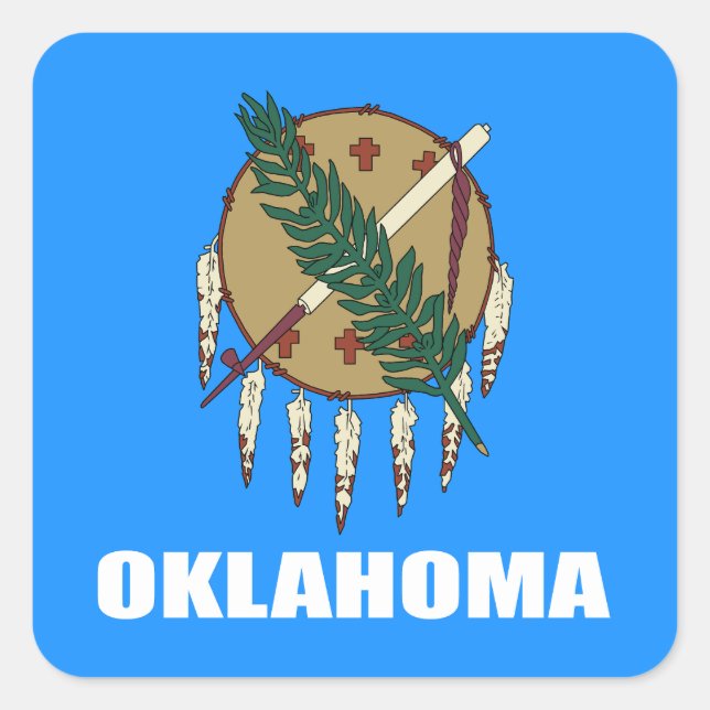Sticker Carré Drapeau de l'Oklahoma  (Devant)
