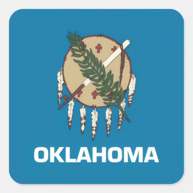 Sticker Carré drapeau de l'Oklahoma (Devant)