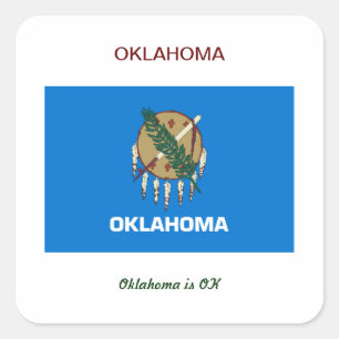 Sticker Carré Drapeau de l'Oklahoma et Slogan