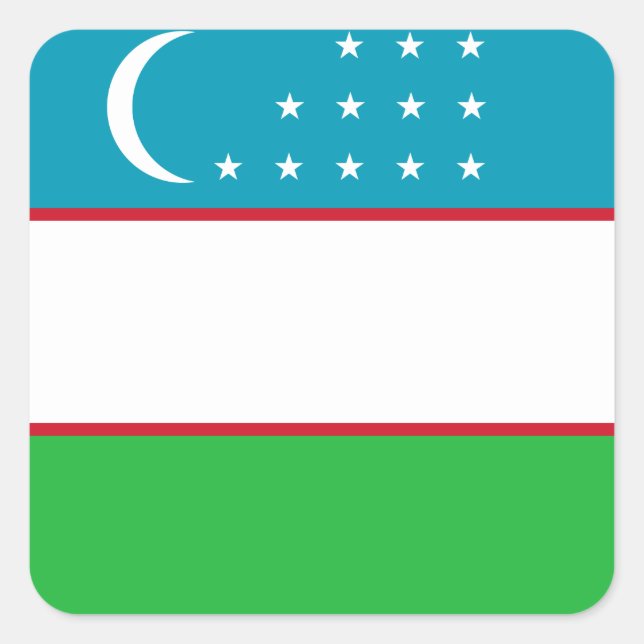 Sticker Carré Drapeau de l'Ouzbékistan (Devant)