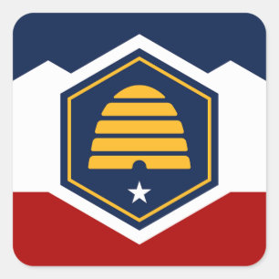 Sticker Carré Drapeau de l'Utah (Drapeau de ruche)