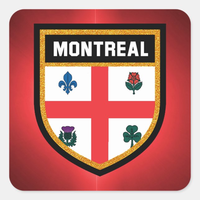 Sticker Carré Drapeau de Montréal (Devant)