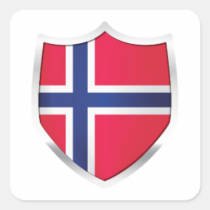 Sticker Carré Drapeau de Norvège Silver Shield