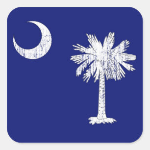 Sticker Carré Drapeau de Palmetto de la Caroline du Sud