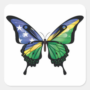 Sticker Carré Drapeau de papillon des Îles Salomon