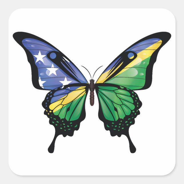 Sticker Carré Drapeau de papillon des Îles Salomon (Devant)