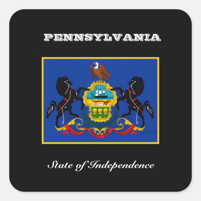 Sticker Carré Drapeau de Pennsylvanie et slogan (Devant)