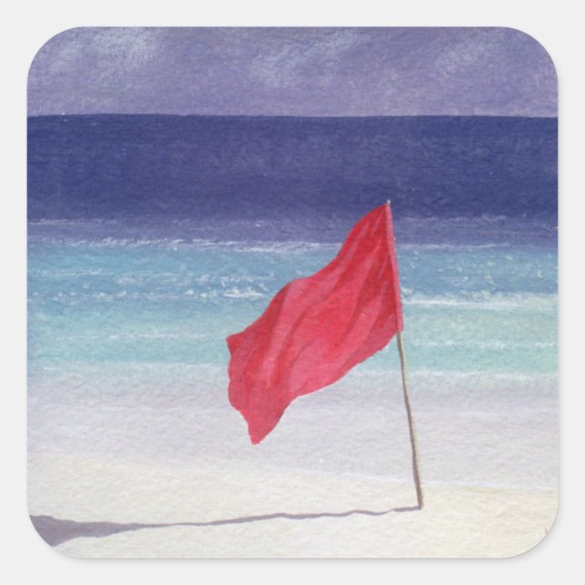 Sticker Carré Drapeau de plage - Avertissement de tempête 1985 (Devant)