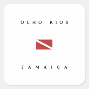 Sticker Carré Drapeau de plongée Ocho Rios Jamaïque