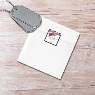 Sticker Carré Drapeau de retraite militaire Crête dorée