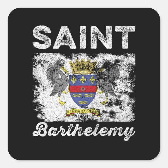 Sticker Carré Drapeau de Saint Barthélemy en détresse (Devant)
