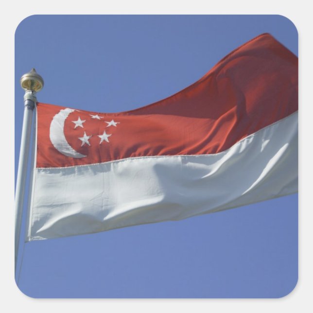 Sticker Carré Drapeau de Singapour (Devant)
