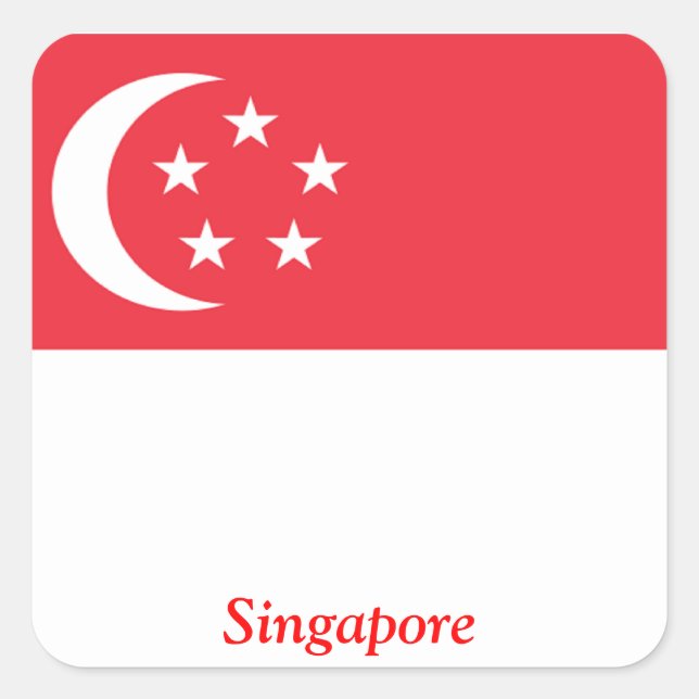 Sticker Carré Drapeau de Singapour (Devant)