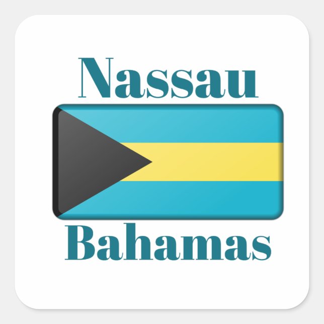 Sticker Carré Drapeau des Bahamas de Nassau (Devant)