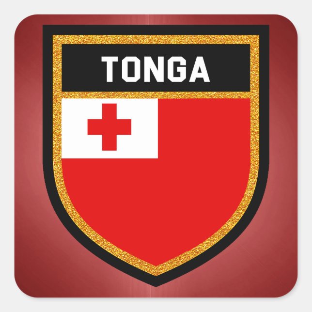 Sticker Carré Drapeau des Tonga (Devant)